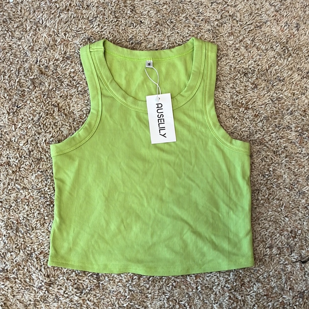 Lime green tank size small scoop neck